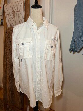 NWOT Columbia PFG Vented Fishing Shirt — White, Size XL